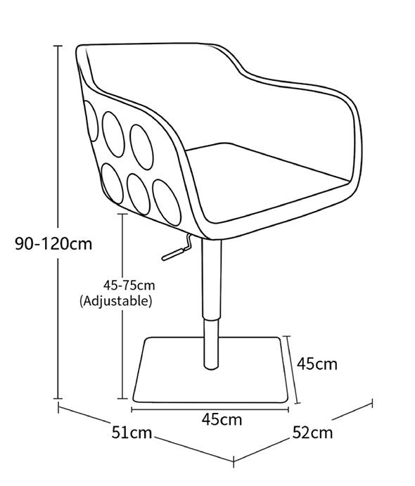 dimensions of dimpledesignedusa barstool